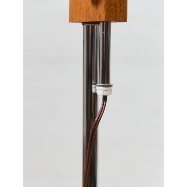Chrome 1970’s Italian Wood and Chrome Lamp For Sale - Image 8 of 9
