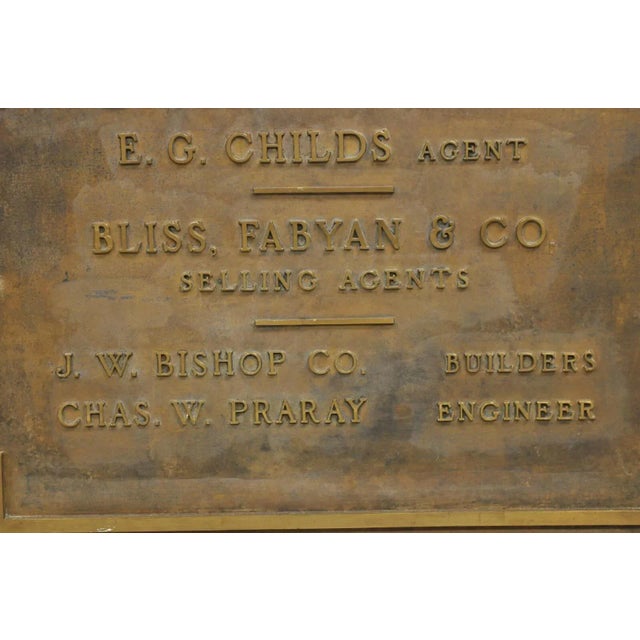 Early 20th Century Antique 'Boston Duck Company (1845)' Large Bronze Plaque Custom Coffee Table For Sale - Image 5 of 12