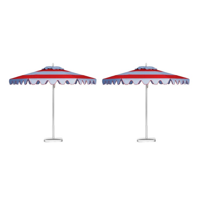 Not Yet Made - Made To Order Santorini Dawn 9' Patio Umbrella, Robin's Egg Blue & Red, Set of 2 For Sale - Image 5 of 5