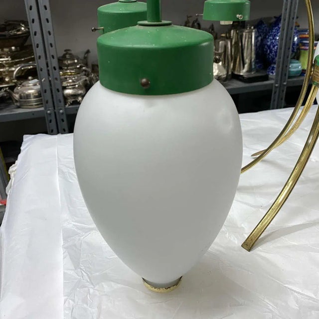 1960s Stilnovo Mid-Century Modern Brass and Glass Chandelier For Sale - Image 6 of 10