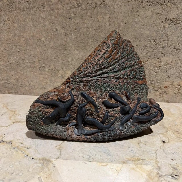 1970s Studio Pottery Abstract Textured Triangular Object For Sale - Image 10 of 12