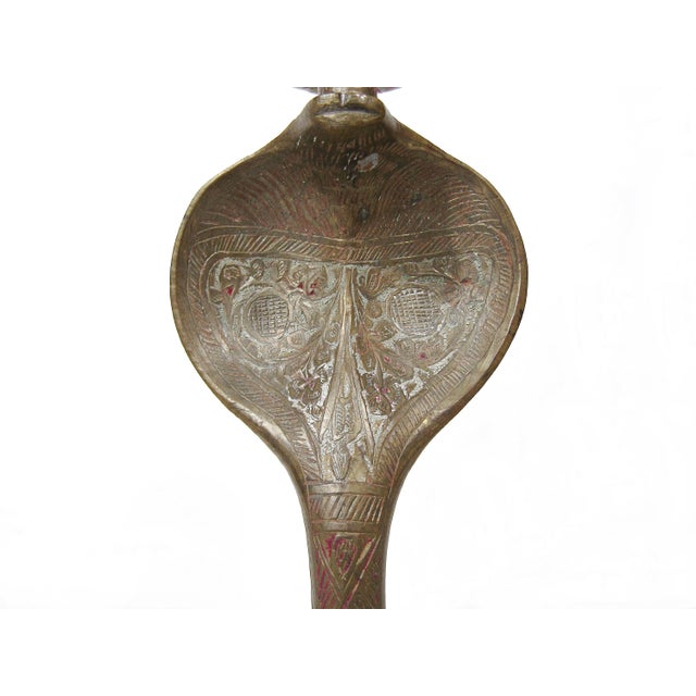 Pair of Vintage Hand-Engraved Brass Cobra Snake Candleholders For Sale - Image 15 of 16