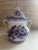 Antique Purple Transferware Sugar Bowl With Lilies and Rosebud Finial For Sale - Image 4 of 8