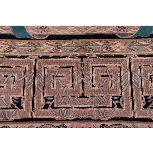 Shabby Chic Medallion 1990's Pak-Persian Tan/Black Wool Rug - 9'2'' X 12'3'' For Sale In New York - Image 6 of 9