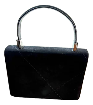 Black Suede Ferragamo Top Handle Purse