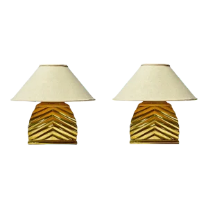 Chapman Pair Brass Sculptural Table Lamps, 1960