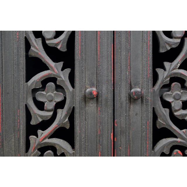 Vintage Black Wood 2 Door Storage Cabinet For Sale - Image 4 of 10