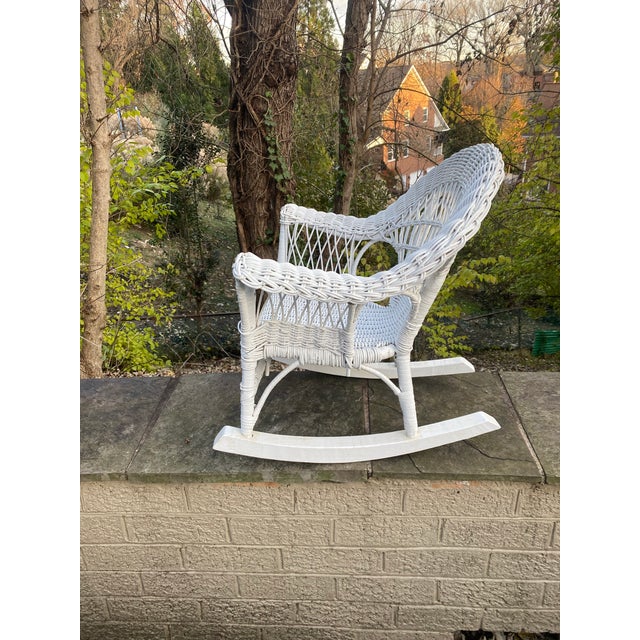 Child’s Vintage White Wicker Rocking Chair Chairish