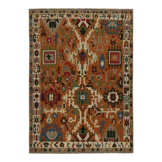 2010s Rug & Kilim’s Oushak Style Rug in Orange With Colorful Geometric Patterns For Sale