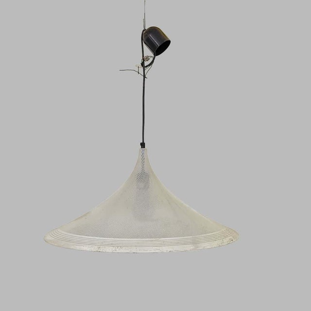 Brown Bell-Shaped Pendant in Optical Silk-Screened Glass, 1950s-1960s For Sale - Image 8 of 8