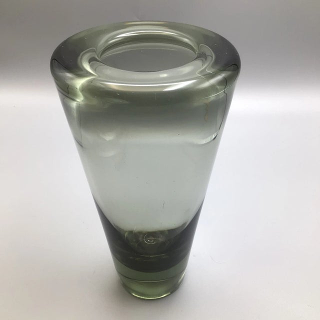 Mid-Century Modern Signed Holmegaard Smoked Gray Glass MCM Vase For Sale - Image 3 of 13