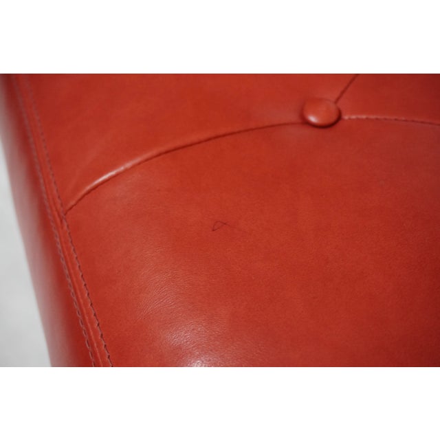 Red Tufted Leather William Switzer Armless Chair Dauphin For Sale - Image 12 of 15