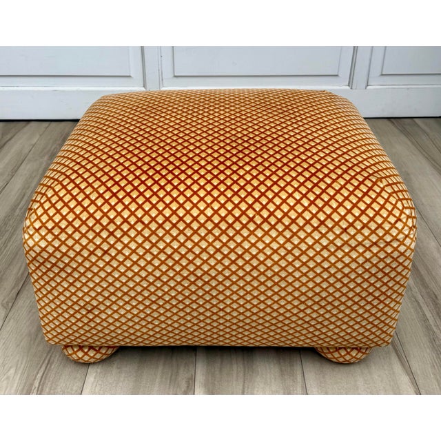 This striking mid-century modern ottoman or stool dates to the 1970s and is attributed to Milo Baughman for Thayer Coggin,...