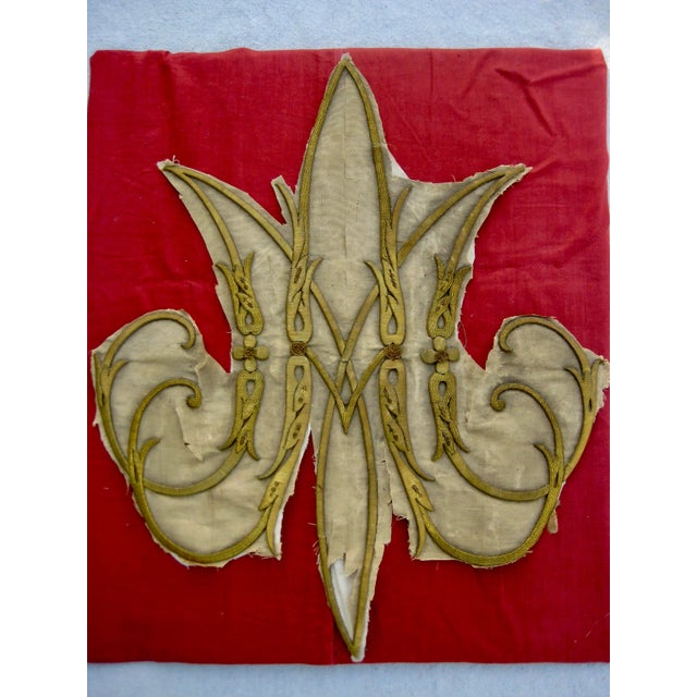 Large Gold Embroidery Monogram Banner Fragment 1800 Hundreds For Sale - Image 12 of 12