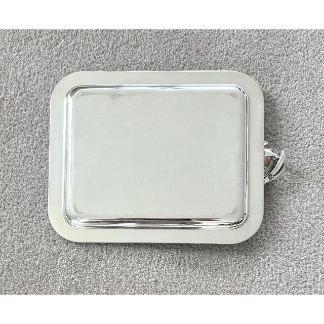 Contemporary Silver Plated Rectangular Tray by Christofle France From the ‘Anemone-Belle Epoque’ Collection For Sale - Image 3 of 4