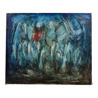 Mid-Century Abstract Expressionist Oil Painting by Zvi Raphaeli With Safrai Art Gallery Provenance For Sale