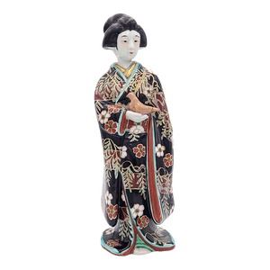 Japanese Porcelain Imari Courtesan With Dove, Late 19th Century Circa 1880