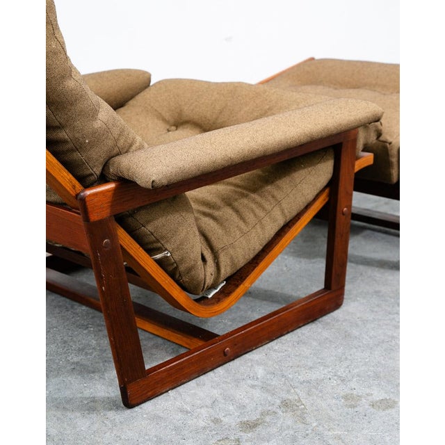Mid Century Danish Modern Lounge Chair Lennart Bender Walnut Wood Bronze Vintage For Sale - Image 12 of 12