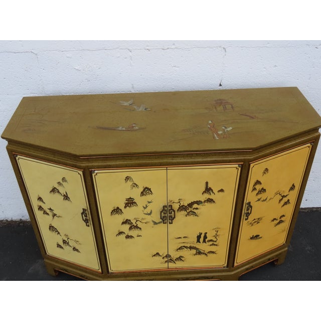 Hollywood Regency Chinoiserie Painted Buffet Sideboard Storage Cabinet 6624 For Sale - Image 16 of 18