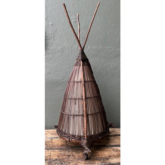 Vintage Japanese Woven Reed Lamp For Sale - Image 18 of 18