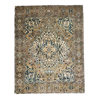 1970s Vintage Persian Handmade Wool Cotton Light Brown Area Rug For Sale