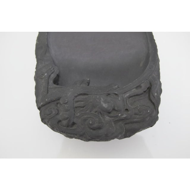 Chinese Scholars Calligraphy Dragon Carved Black Slate Ink Stick Grinder Stone For Sale - Image 9 of 10
