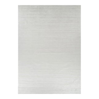 Rug & Kilim’s Oversized Textural Rug in Solid White, Gray and Cream Striae For Sale