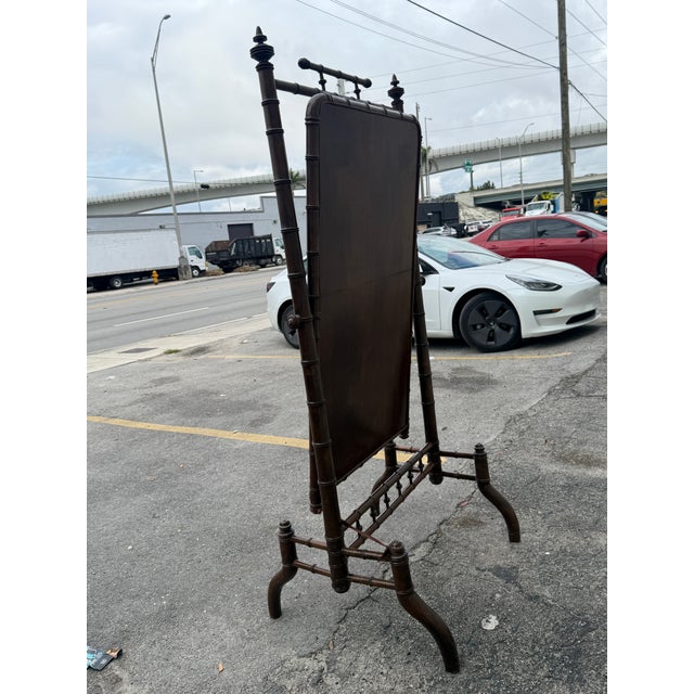 20th c Faux Bamboo Wood Cheval Dressing Mirror sold as found in very good condtion showing normal signs of use.