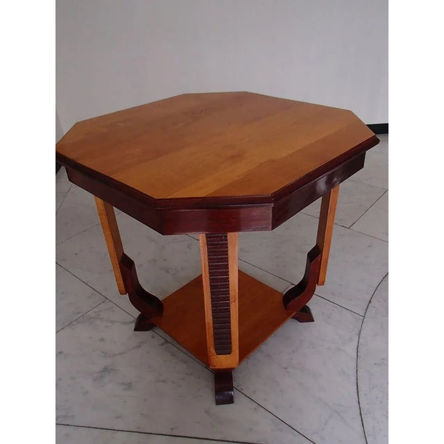 Brown Art Deco Square Walnut Coffee Table with Carvings For Sale - Image 8 of 16