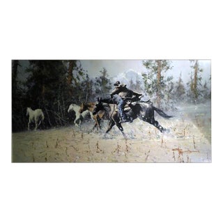 Robert Hagan"Run for Cover" Horses Canvas Hand Signed Custom Framed For Sale