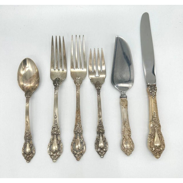 Baroque 1950's Eloquence Sterling Silverware by Lunt Silver- Set of 6 For Sale - Image 3 of 12
