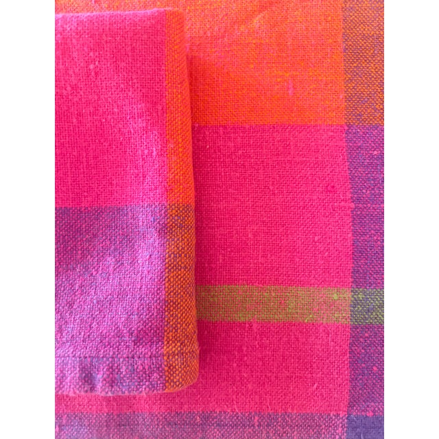 Textile 1980s Raspberry Pink Madras Plaid Dinner Napkins, Set of 12 For Sale - Image 7 of 10