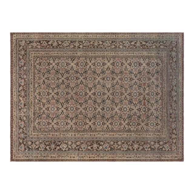 Fine Antique Persian Meshad Handmade Wool Rug For Sale
