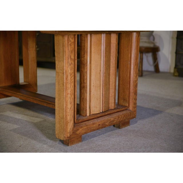 Vintage Art Deco Oak Table by Léon and Maurice Jallot, 1940s For Sale - Image 10 of 15
