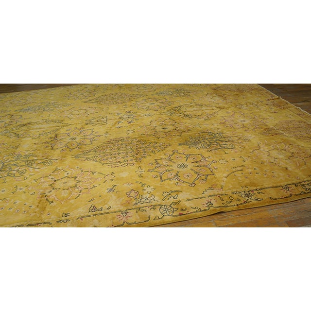 Early 20th Century Rare and Beautiful Floral Design on Yellow-Mustard Background Color Antique Indian Lahore Rug For Sale - Image 5 of 7