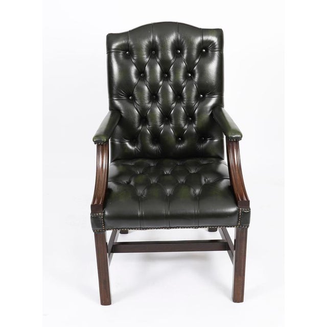 Vintage English Green Gainsborough Leather Desk Chairs, Set of 2 For Sale - Image 5 of 15