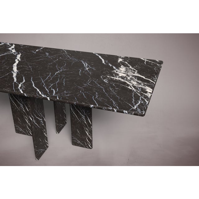Luna Rectangular Alexander Black Marble Dining Table 72" For Sale - Image 4 of 5