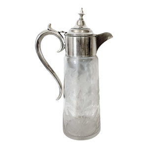 Circa 1910 Antique Elkington Silver Plated Cut Glass Claret Jug Carafe - England