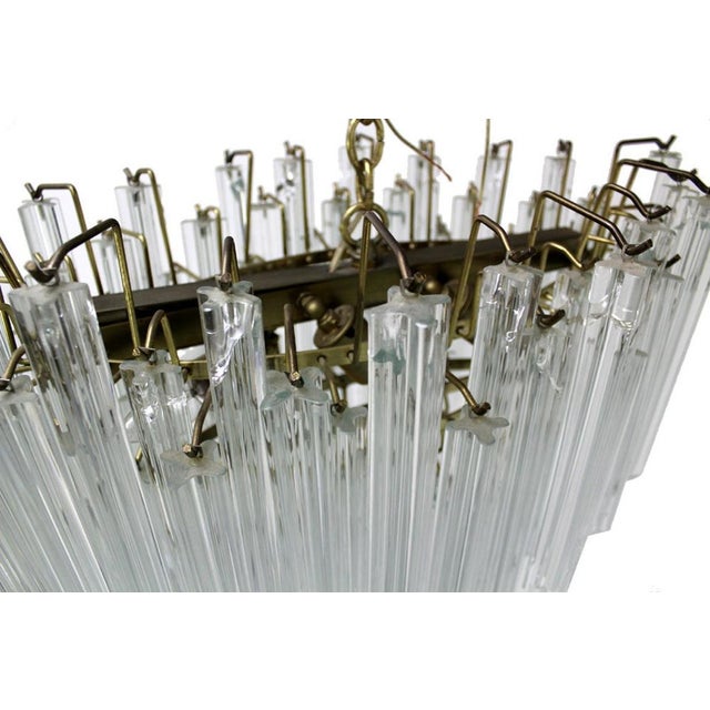Brass Camer Mid-Century Modern Murano Chandelier Glass Prisms Light Fixture For Sale - Image 8 of 9