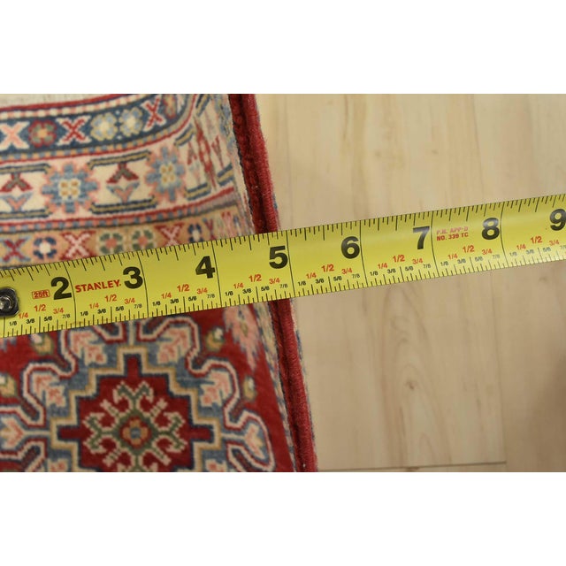 Kazak Runner 2’8” X 6’2” Red Wool Tribal Hand-Knotted Oriental Rug For Sale - Image 9 of 10