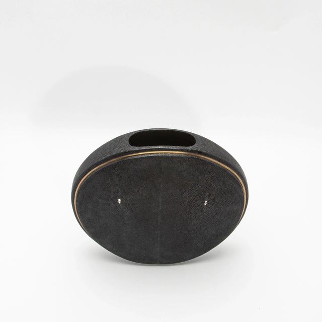 Shagreen Vase With Brass Details by R&y Augousti For Sale In Los Angeles - Image 6 of 9