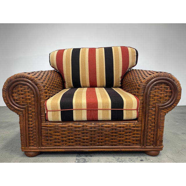 Vintage Oversized British Colonial Rattan Club Chair For Sale - Image 10 of 10