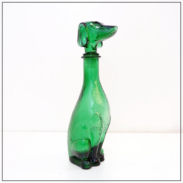 Mid-Century Modern Carafe in Green Embossed Glass, 1960s For Sale - Image 16 of 16