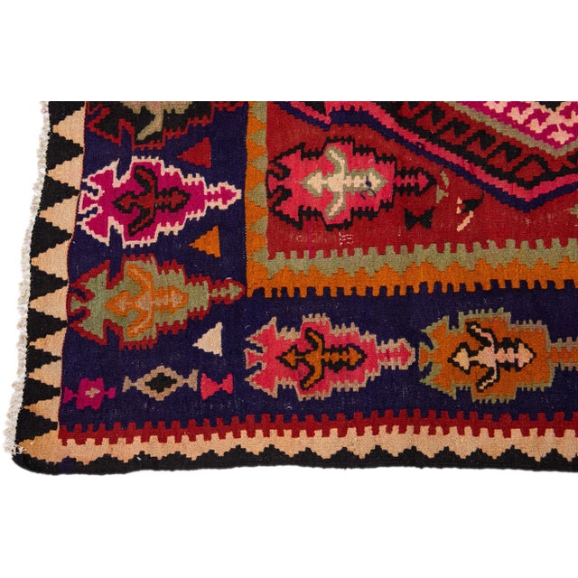 1960s Vintage Turkish Kilim Red Handmade Tribal Wool Rug For Sale - Image 4 of 9