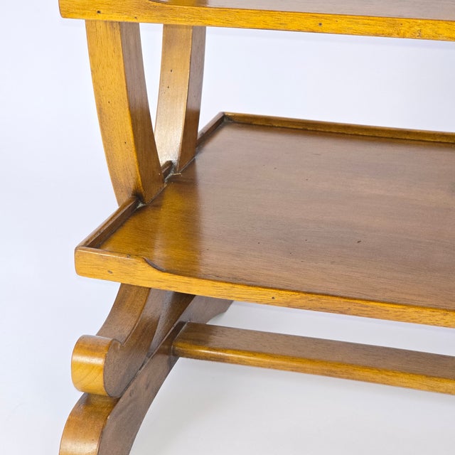 Camel 1930s French Charles X Style Fruitwood Four-Tier Etagere For Sale - Image 8 of 9