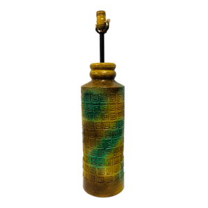 Italian 1960's Amber and Green Etched Pottery Lamp Attributed to Bitossi