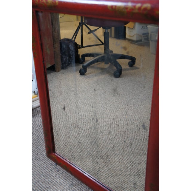 Scarlet Vintage Chapman English William & Mary Style Scarlet Japanned Chinoiserie Mirror For Sale - Image 8 of 13