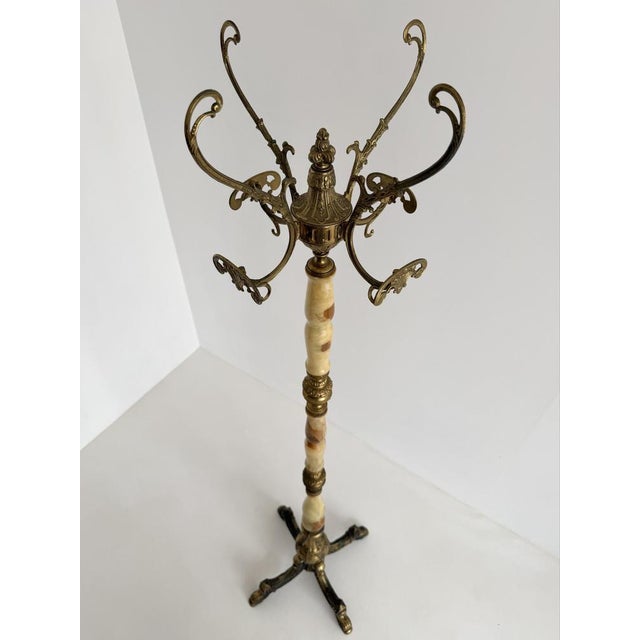 Italian Onyx Marble and Brass Coat Stand, 1960s For Sale - Image 15 of 18