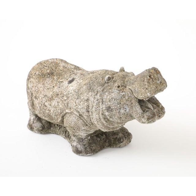 Composite Stone Hippopotamus Garden Ornament, English 20th Century For Sale - Image 4 of 11