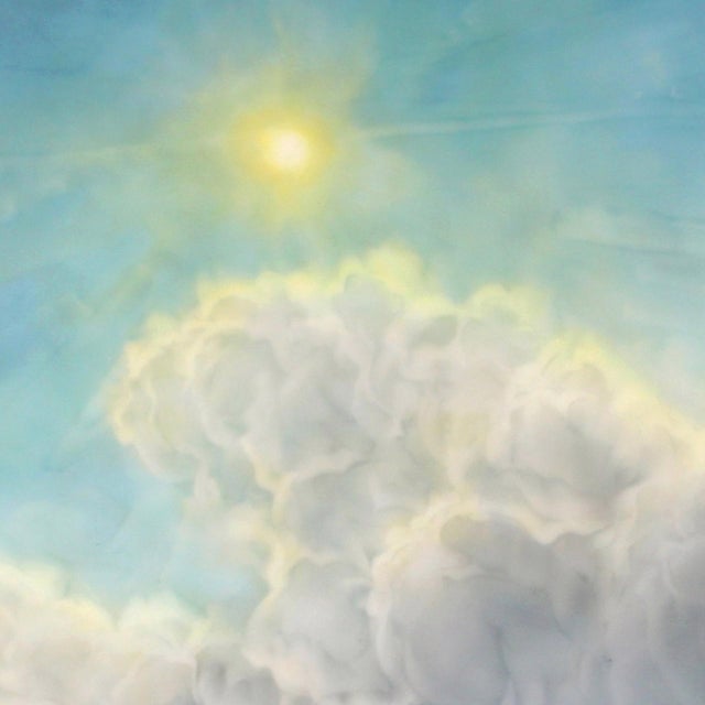 Abstract Beyond by Brian Sostrom | Acrylic on panel Cloudy sky over a calm ocean with sunlight. For Sale - Image 3 of 4
